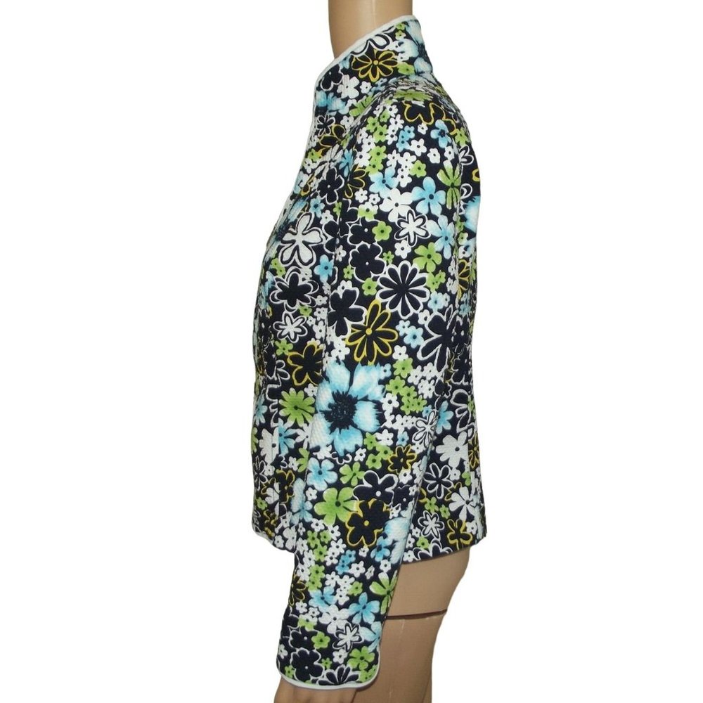 Requirements Jacket Size 12 Floral Zip Front Quilted Jacket turquoise blue green - Picture 9 of 12